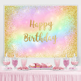 Toile de fond joyeux anniversaire paillettes dorées colorées pour fille